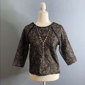 Ann Taylor Lace Knit Top, Black